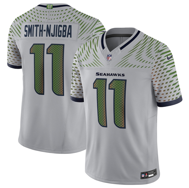 Youth Grey Seattle Seahawks #11 Jaxon Smith-Njigba 2025 F.U.S.E. “Rivalries” Vapor Limited Stitched Football Jersey
